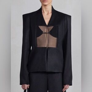 NEW Grace Ling SQUARE SHEER CUT OUT BLAZER Sz 38 Black